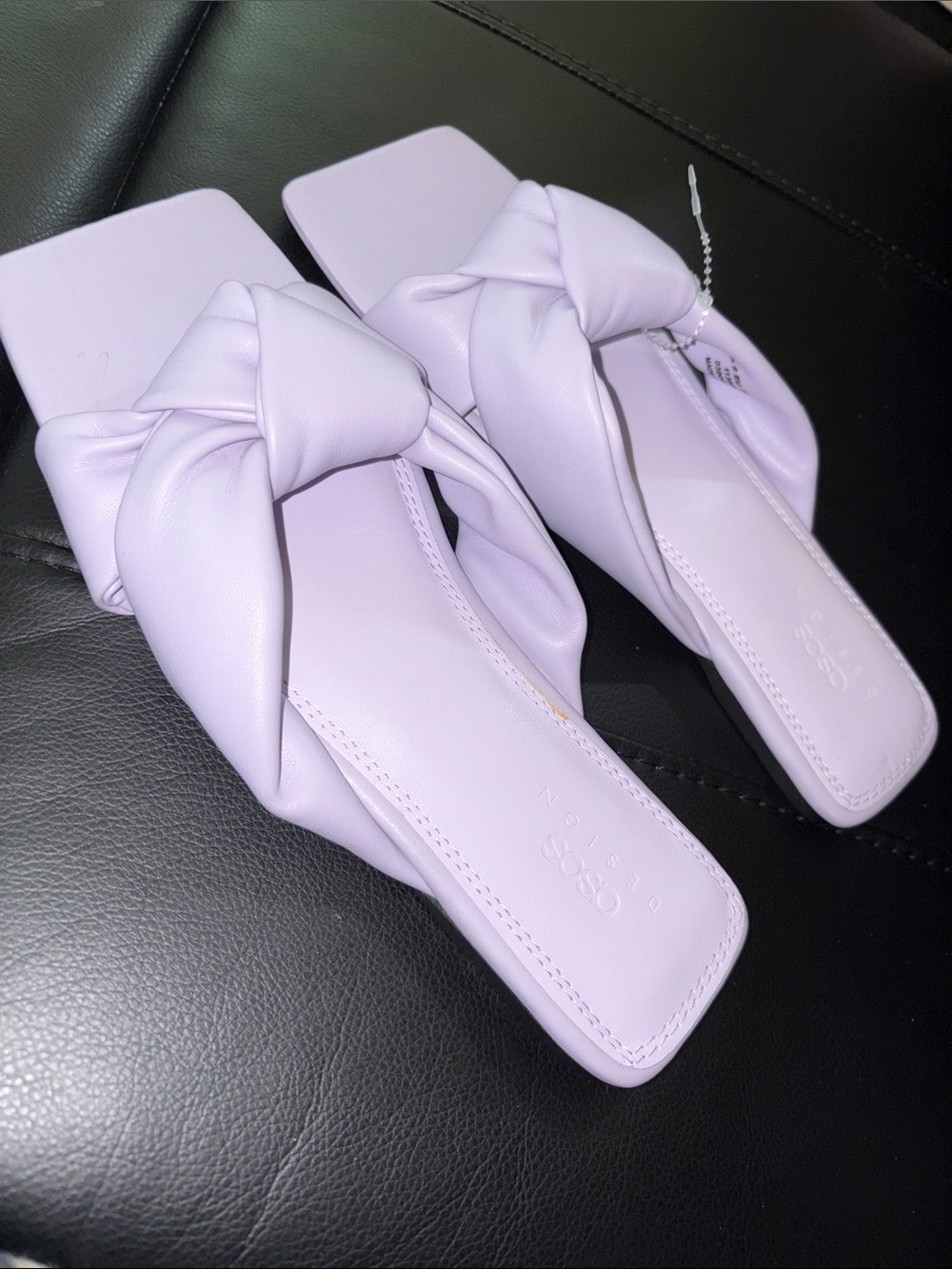 ASOS Lavender Knot Square-Toe Slide Sandals